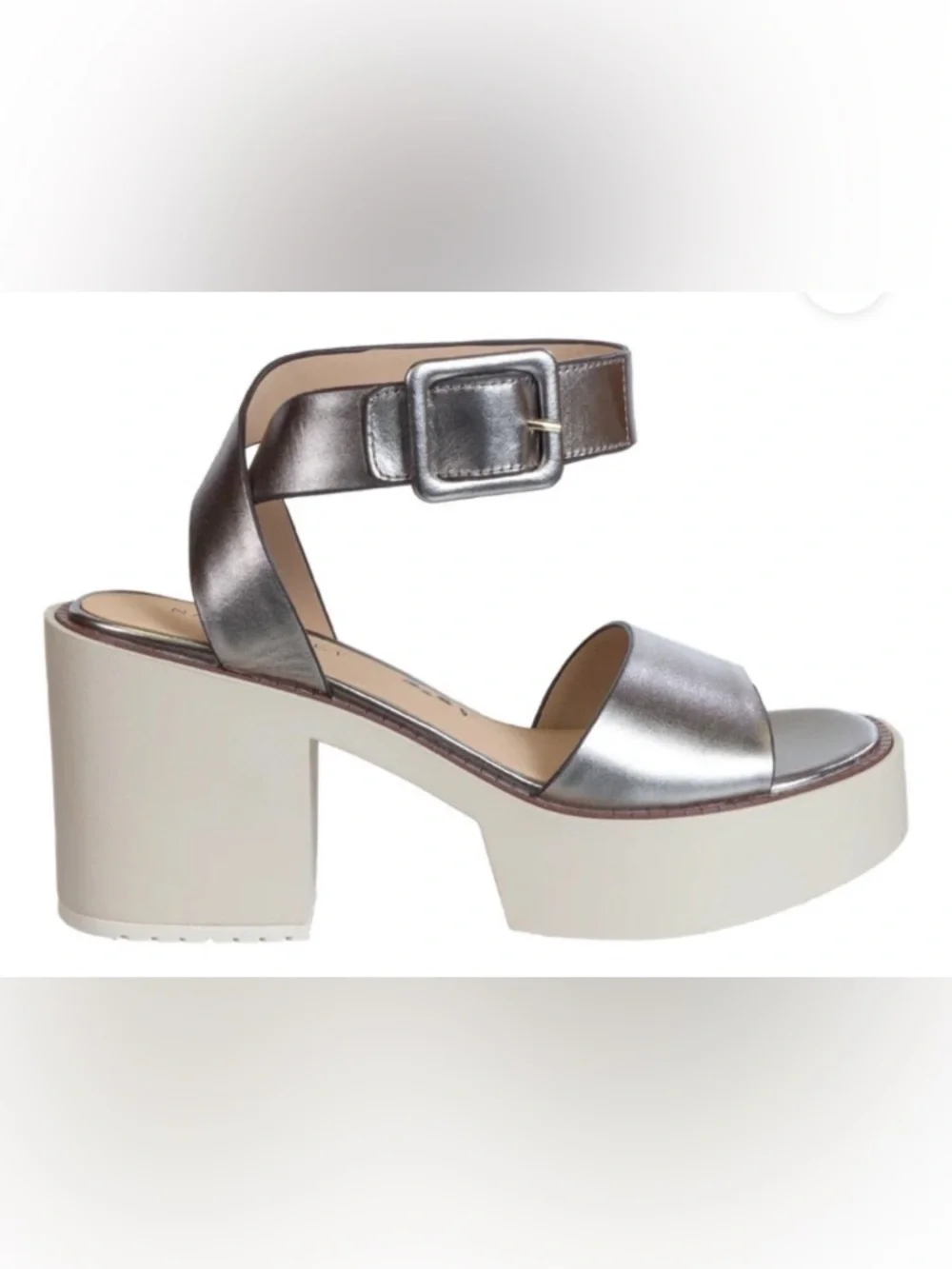 Naked Feet Metallic Silver/Bronze Platform Sandals w/ White Soles: Size 7.5